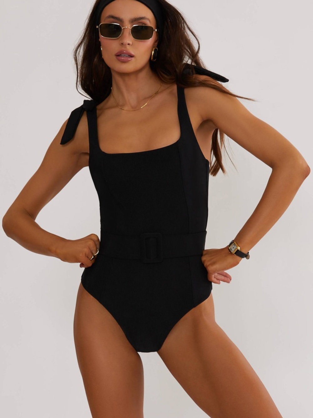 NWT Beach Riot Sydney Black Belted One-Piece Swimsuit XS